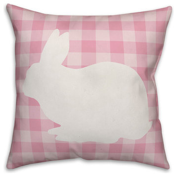 Pink Buffalo Check Bunny Silhouette 16x16 Throw Pillow