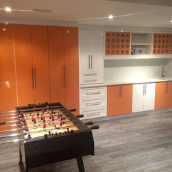 Profile A | Flat Panel Cabinets in High Gloss Orange & White - Storage Cabinets