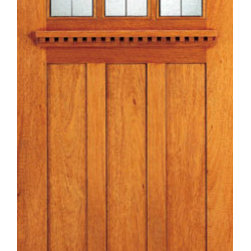 Three-Lite Stained Glass, Mahogany Craftsman Single Doors - Front Doors