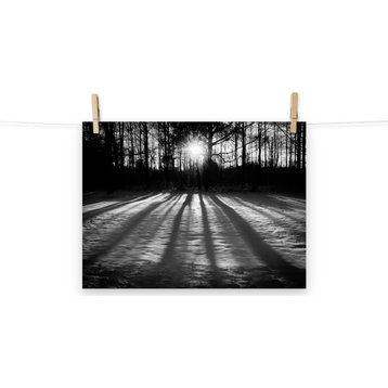 Country Wall Art: Winter Shadows Black & White Landscape Unframed Print, 12" X 16"