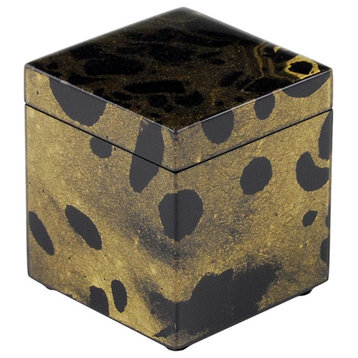Black Gold Marble Lacquer Bathroom Accessories, Canister