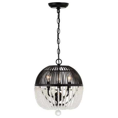 Crystorama Duval 3 Light Mini Chandelier DUV-623-MK, Matte Black