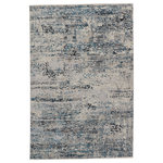 Jaipur Living - Vibe Halston Abstract Gray and Blue Area Rug, Gray and Blue, 5'3"x7'6" - The Tunderra collection boasts a stunning, textural, and high-end look at accessible price. The Halston rug showcases an abstract motif inspired by natural rock formations, offering design versatility in a blue, ivory, black, and gray colorway. This durable and easy-to-clean polyester rug is ideal for heavily trafficked rooms of the home.
