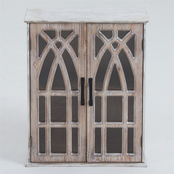 Pemberly Row Double Door Wood Mounted Wall Cabinet in Distressed Oak