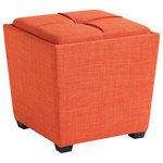 OSP Home Furnishings - Rockford Storage Ottoman, Tangerine Fabric - Complete any room with our contemporary Rockford storage ottoman. Remove the lid and stow toys, books and blanket throws, keeping even the busiest family room tidy and organized. Complete the perfect guest room with extra storage and seating. Add color and casual space-saving seating to a vanity or student desk. Arrives fully assembled.
