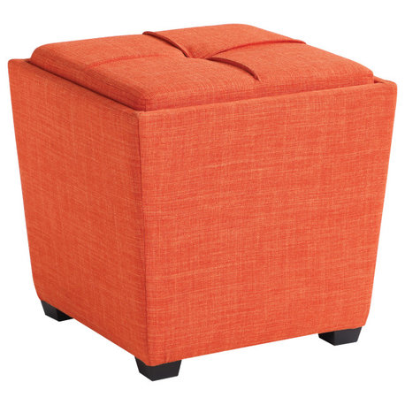 Rockford Storage Ottoman, Tangerine Fabric