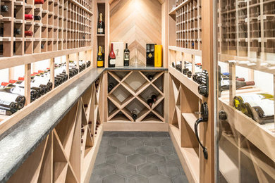 Example of a transitional wine cellar design in Philadelphia