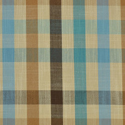 Paroo Cotton Blend Middle Check Curtains & Drapes Upholstery Fabric in Capri Col - Upholstery Fabric