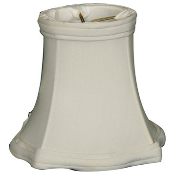 5" Decorative Trim Fancy Square Bell Chandelier Lamp Shade, White, Single