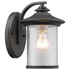 Liam Transitional 1-Light Outdoor Wall Sconce, Black, 10" Height