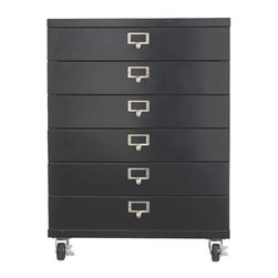 Becker 6-Drawer Metal Cart in Black - Nightstands And Bedside Tables
