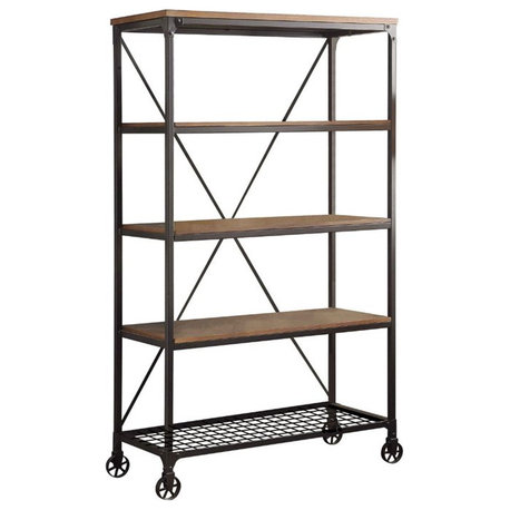 Lexicon Millwood 40" 5 Shelf Metal Bookcase in Pine