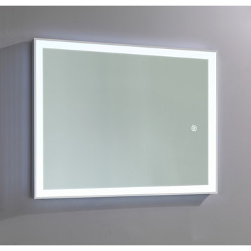 Stellar Stainless Steel Framed Dimmable LED Mirror With Defogger, 30"x36"x1.75"