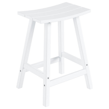 WestinTrends 24" Outdoor Patio Adirondack Plastic Counter Stool, Black, White