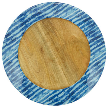 Stripe Rim Design Table Charger, Set of 4, Blue, 13"