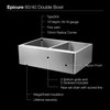 Houzer END-3360 Epicure Series Apron Front 60/40 Double Bowl Kitchen Sink