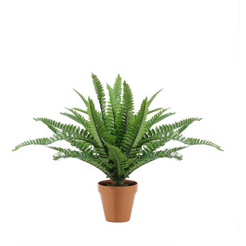17.5" Potted Artificial Green Boston Fern Plant