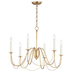 Maxim Lighting - Plumette 6-Light Chandelier, Gold Leaf - Sweeping metal accents links create classic curves on a minimalist chandelier. Available in hand-rubbed Chestnut Bronze or elegant Gold Leaf finishes. This look humbly evokes French Country charm and enchants any room it illuminates.