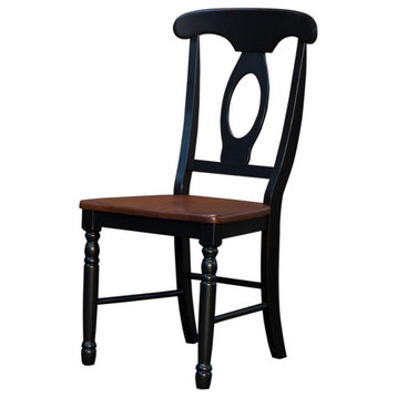 A-America British Isles Napoleon Dining Side Chair in Oak and Black (Set of 2)