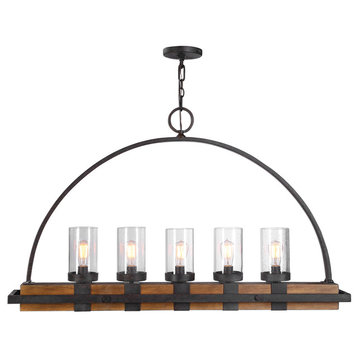 Atwood 5 Light Rustic Linear Chandelier
