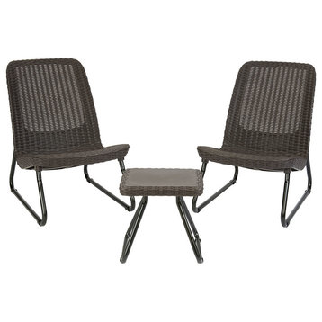 Keter Rio 3-Piece All Weather Outdoor Patio Furniture Set, Brown