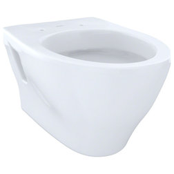 Contemporary Toilets Toto Aquia Wall-Hung Elongated Toilet Bowl,, CeFiONtect, Cotton White