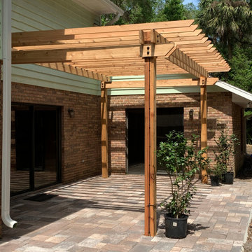 Xeriscape in Florida Large Property No Lawn just Plants Hardscape Pergola Arbor