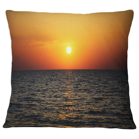 Sunset Panorama under Sea Surface Modern Seashore Throw Pillow, 18"x18"