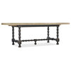 Ciao Bella 84" Trestle Table With 2-18" Leaves-Natural/Black