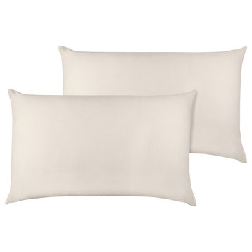 A1HC 100% Organic Cotton Pillowcase Pair 300TC GOTS Certified, Ivory, Queen (21"