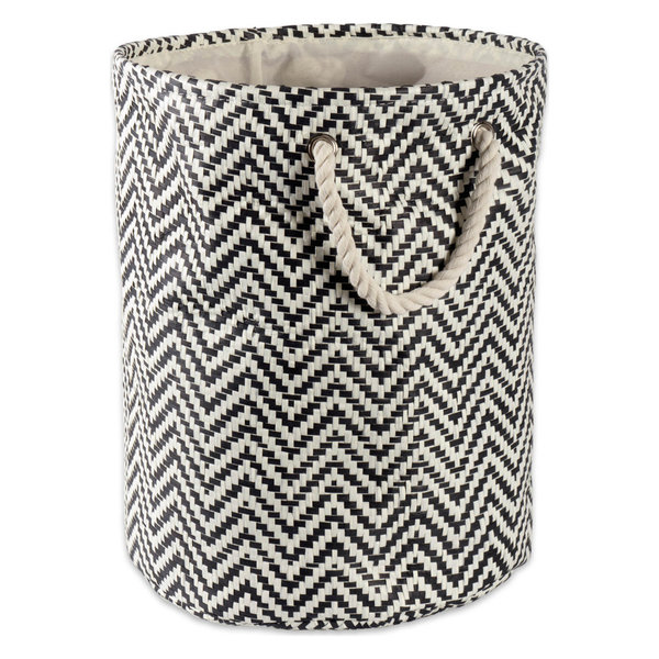 Paper Bin Chevron Black Round Large 20x15"x15"