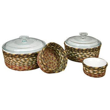 Olive/Burgundy/Gray Casserole Baskets Set of 4