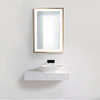 LED Lighted Bathroom Frame Mirror With Defogger, Gold, 24"x36"