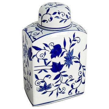 Ceramic 9" Rectangular Jar, Blue