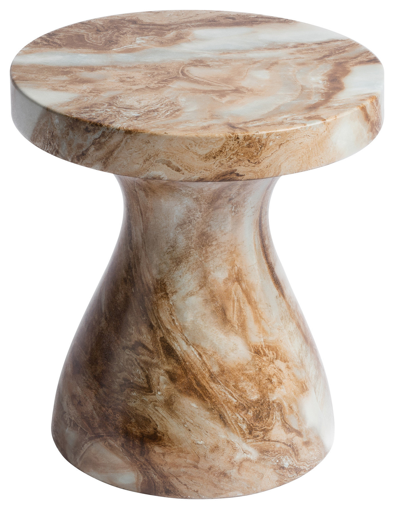 Studio London Monia Stylish Indoor Outdoor Faux Marble End Table for Living Room, Onyx Brown
