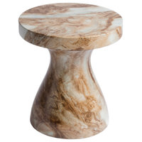 Studio London Monia Stylish Indoor Outdoor Faux Marble End Table for Living Room, Onyx Brown