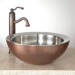 BLANE DOUBLE-WALL HAMMERED COPPER VESSEL SINK - Bathroom Sinks
