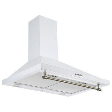 Ancona Vintage Style 30" Convertible Wall Pyramid Range Hood, White