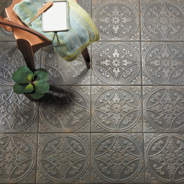 Brooklyn Embossed Ceramic Pewter Tiles