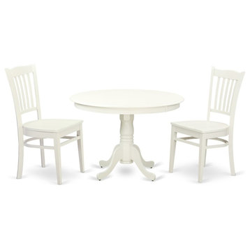 3-Piece Set With a Round Table and 2 Wood Dinette Chairs