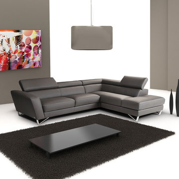 Sparta Dark Gray Italian Leather Sectional Sofa