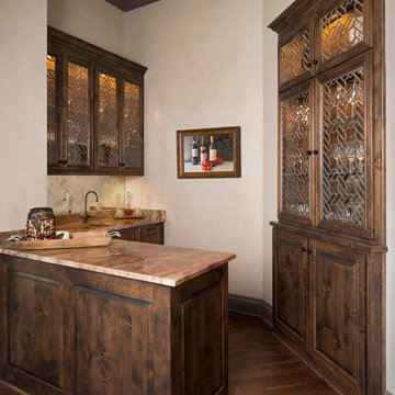 Leaded Glass Bar Cabinetry