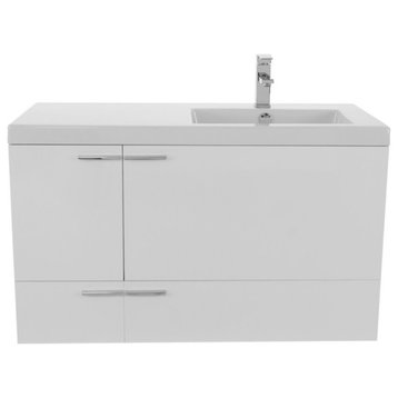 Nameeks ACF ANS45 New Space 40" Wall Mounted Offset Single Basin - Glossy White