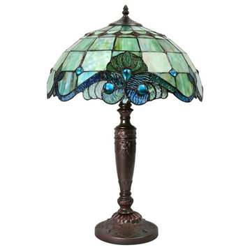 Serena d'italia Tiffany 2-Light Pearl Vintage 25" Table Lamp