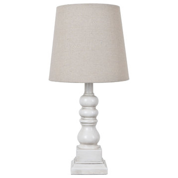 Distressed White 18.5"H Resin Table Lamp