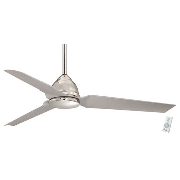 Minka Aire Java 54" Indoor/Outdoor Ceiling Fan With Remote Control, Polished Nickel, No Light
