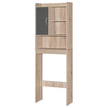 Ace Over-The-Toilet Storage Cabinet In Natural Oak & Dark Gray