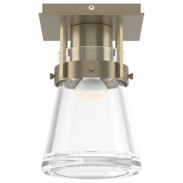 Erlenmeyer 1-Light Semi-Flush, Clear Glass, Soft Gold