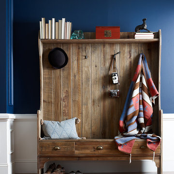 Entry Bench with Storage and Coat Rack