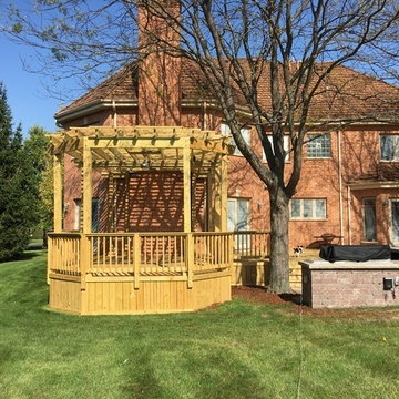 Combined Wood Deck with Belgard Paver Patio and Pergola in Long Grove, IL